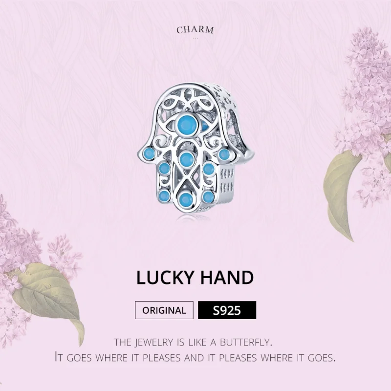 (image for) Pandora Style Silver Lucky Hand Charm - SCC1757 - View 6