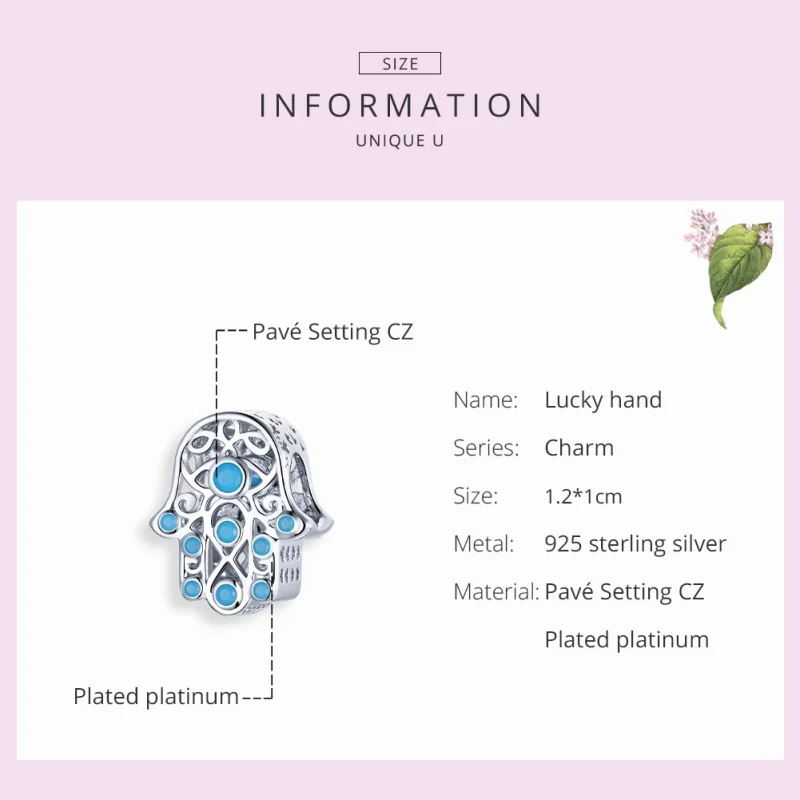 (image for) Pandora Style Silver Lucky Hand Charm - SCC1757 - View 7
