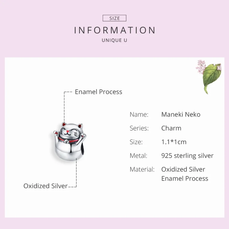 (image for) Pandora Style Silver Maneki Neko Charm - SCC1178 - View 3