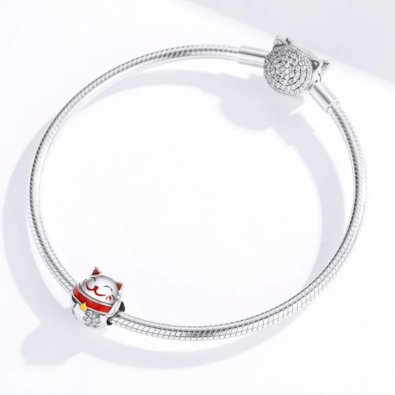 (image for) Pandora Style Silver Maneki Neko Charm - SCC1374 - View 3