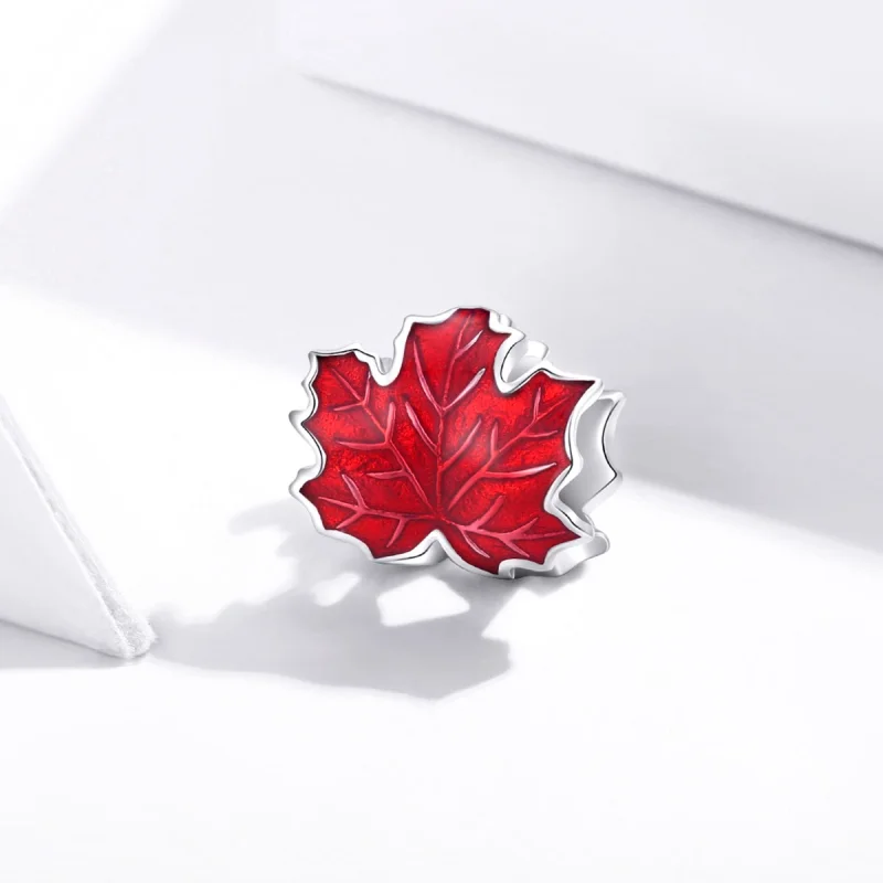 (image for) Pandora Style Silver Maple Leaf Charm - BSC335 - View 2