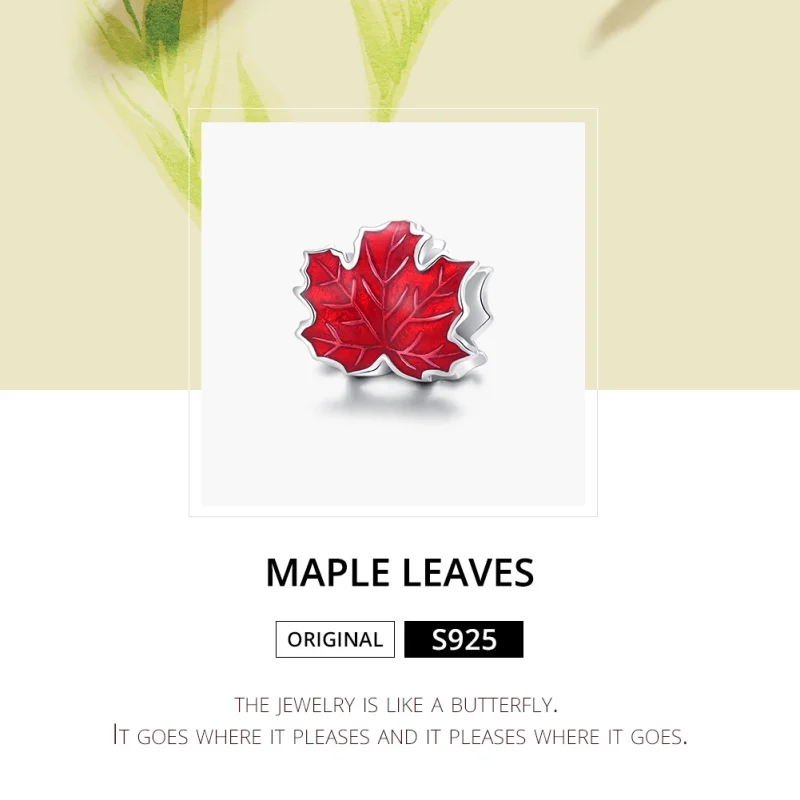 (image for) Pandora Style Silver Maple Leaf Charm - BSC335 - View 6