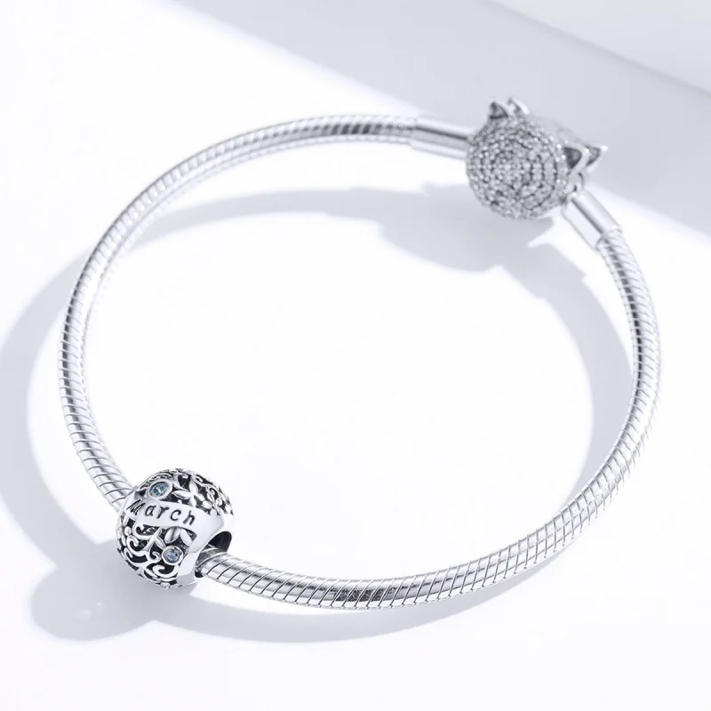 (image for) Pandora Style Silver March Birthstone Charm - SCC1385-3 - View 2