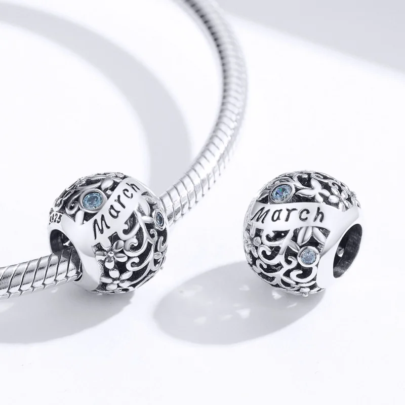 (image for) Pandora Style Silver March Birthstone Charm - SCC1385-3 - View 3