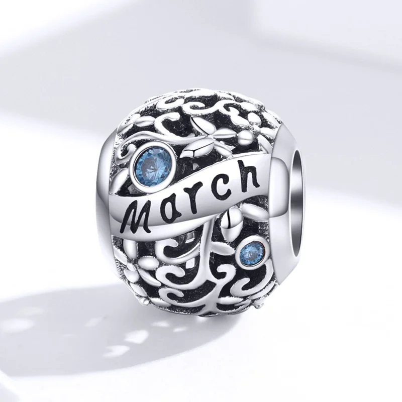 (image for) Pandora Style Silver March Birthstone Charm - SCC1385-3 - View 4