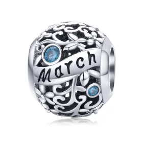 Pandora Style Silver March Birthstone Charm - SCC1385-3 Pandora Style Silver March Birthstone Charm - SCC1385-3