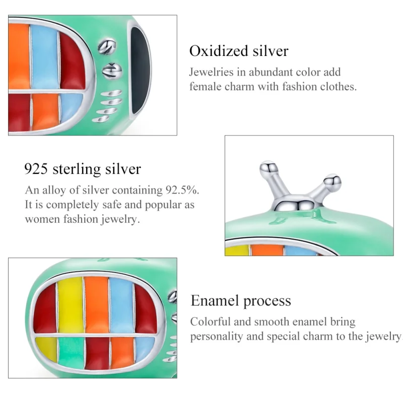 (image for) Pandora Style Silver Mini Color Tv Charm - SCC1861 - View 8