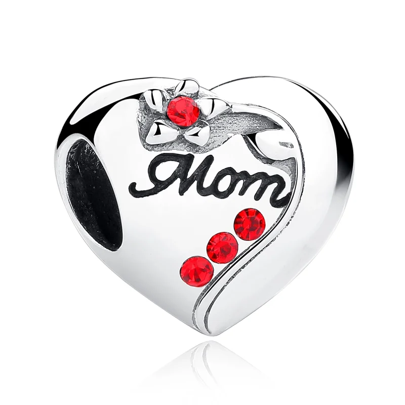 (image for) Pandora Style Silver Mom Heart Charm - SCC004 - Product Image