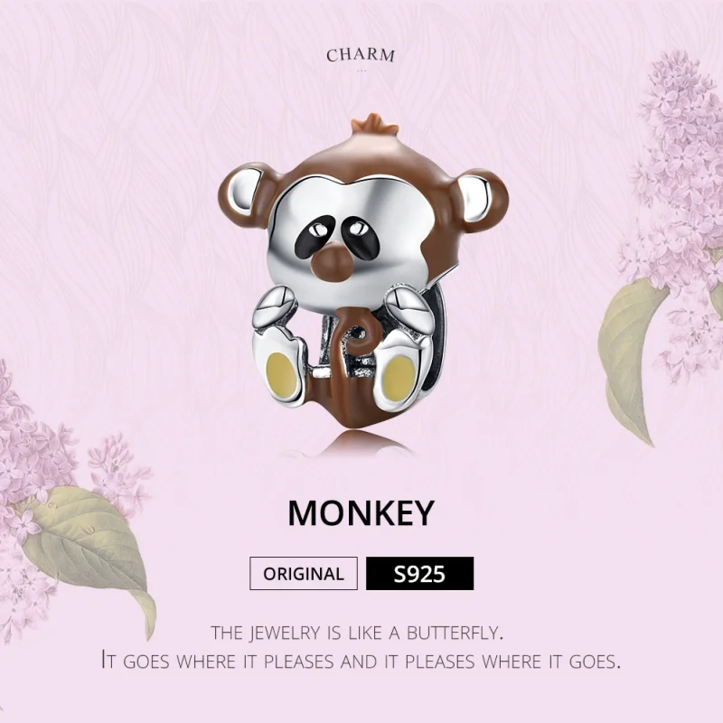 (image for) Pandora Style Silver Monkey Charm - BSC125 - View 5