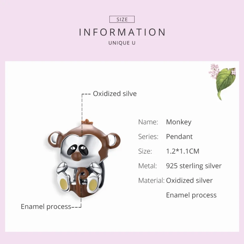 (image for) Pandora Style Silver Monkey Charm - BSC125 - View 6