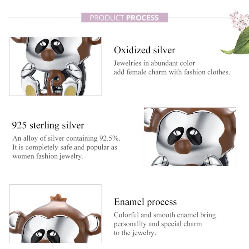 (image for) Pandora Style Silver Monkey Charm - BSC125 - View 7