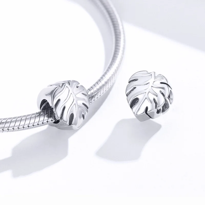 (image for) Pandora Style Silver Monstera Charm - BSC141 - View 4