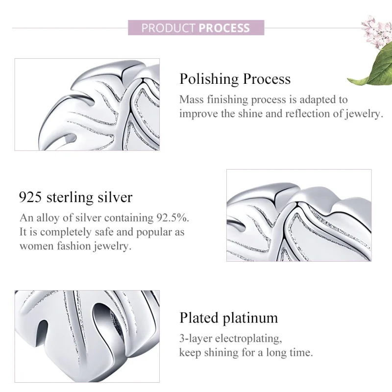 (image for) Pandora Style Silver Monstera Charm - BSC141 - View 8