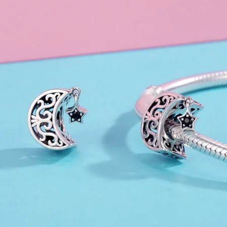 Pandora Style Silver Moon And Star Charm - SCC483
