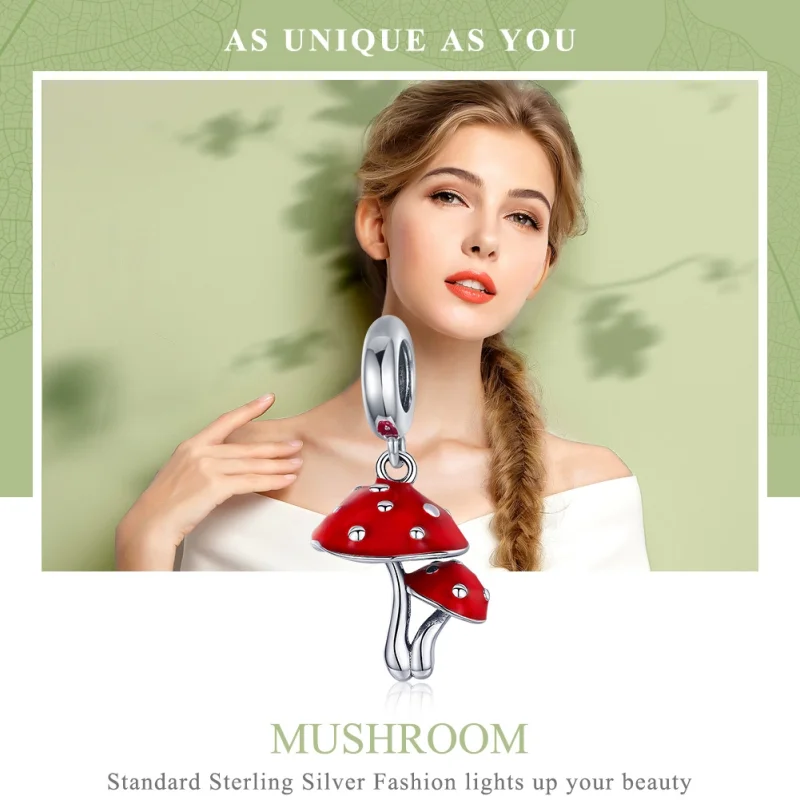 (image for) Pandora Style Silver Mushroom Dangle - SCC1060 - View 2