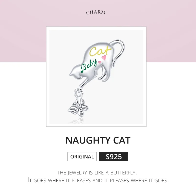 (image for) Pandora Style Silver Naughty Cat Charm - SCC1678 - View 6