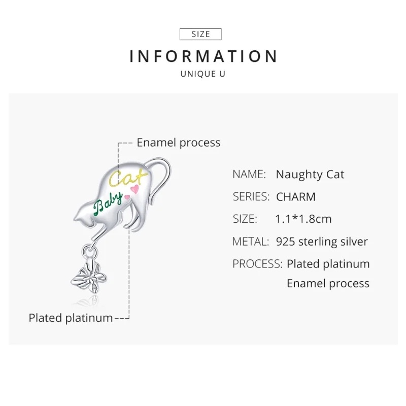 (image for) Pandora Style Silver Naughty Cat Charm - SCC1678 - View 8