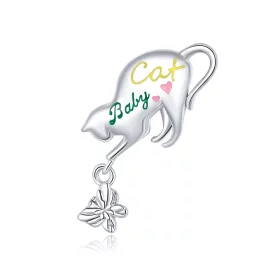 Pandora Style Silver Naughty Cat Charm - SCC1678 Pandora Style Silver Naughty Cat Charm - SCC1678