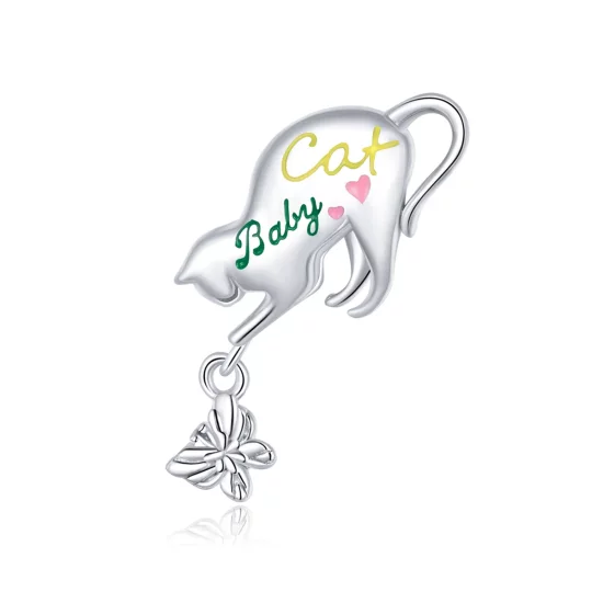 Pandora Style Silver Naughty Cat Charm - SCC1678