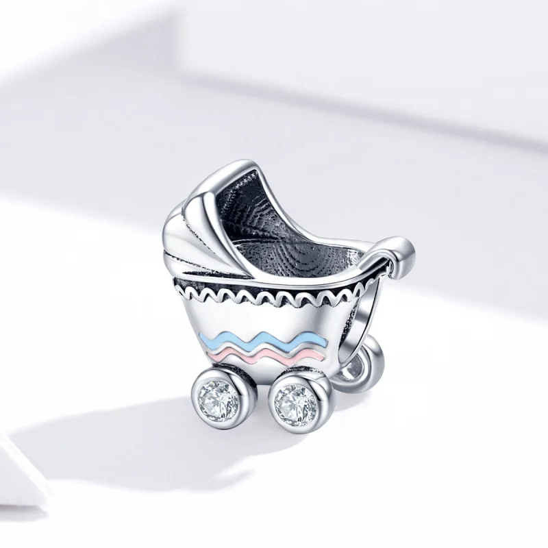 (image for) Pandora Style Silver Newborn Baby Carriage Charm - SCC1539 - View 3