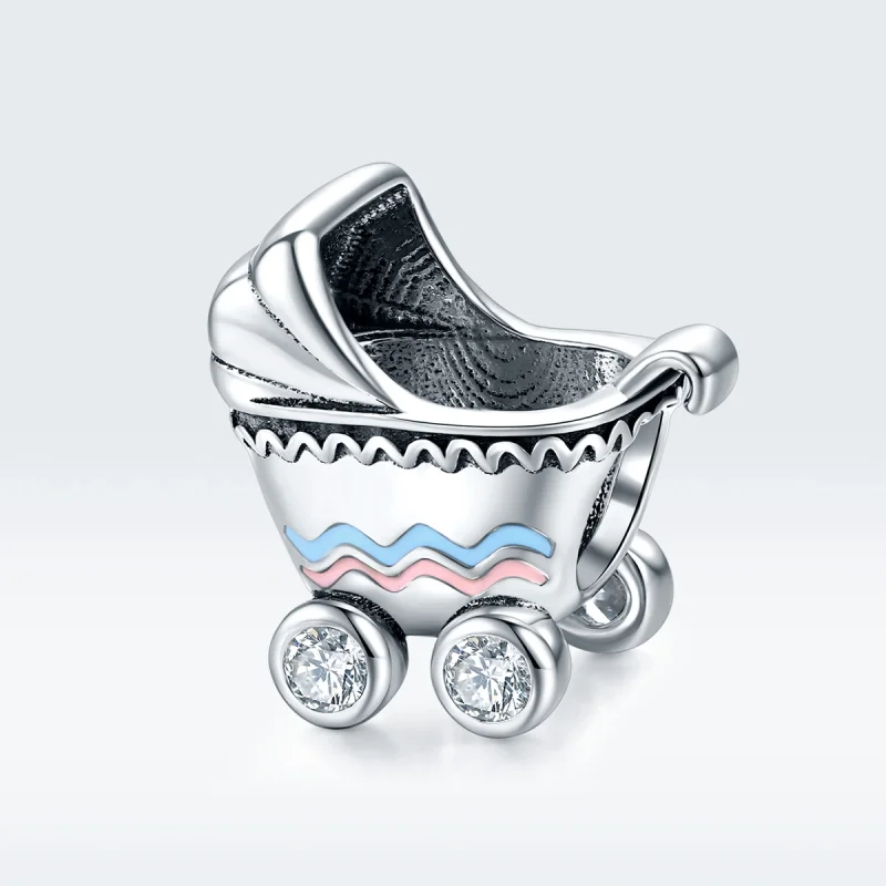 (image for) Pandora Style Silver Newborn Baby Carriage Charm - SCC1539 - View 5