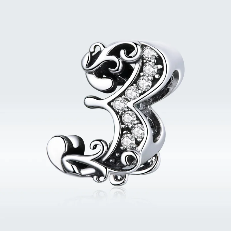 (image for) Pandora Style Silver Number 3 Charm - SCC1418-3 - View 5