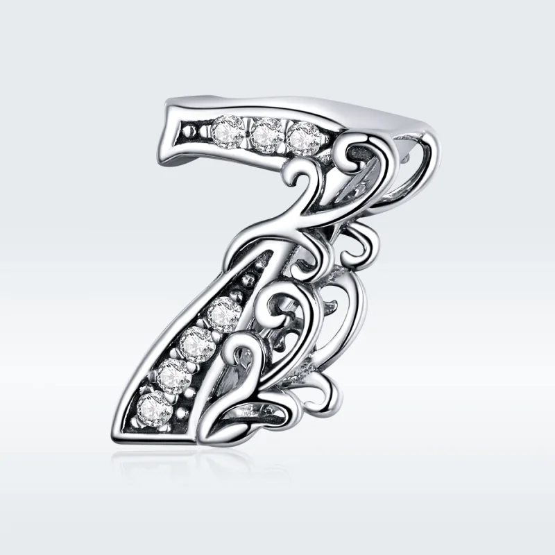 (image for) Pandora Style Silver Number 7 Charm - SCC1418-7 - View 5