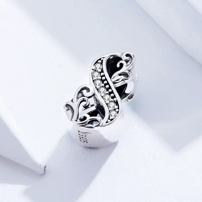 (image for) Pandora Style Silver Number 8 Charm - SCC1418-8 - View 2