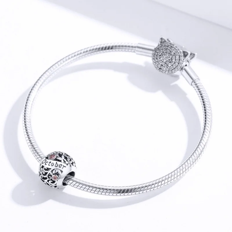 (image for) Pandora Style Silver October Birthstone Charm - SCC1385-10 - View 2