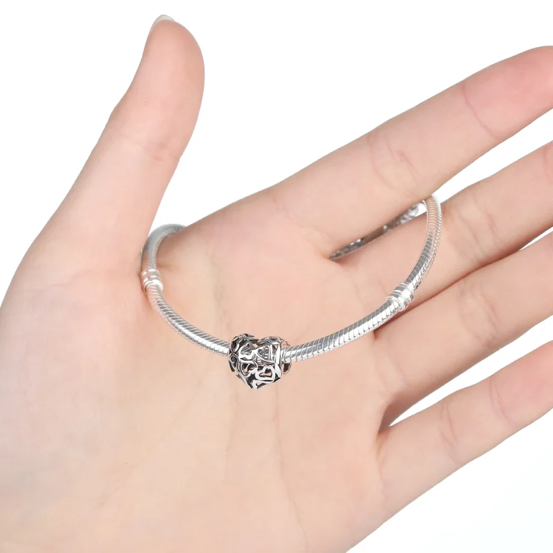 (image for) Pandora Style Silver Openwork Hearts Charm - SCC024 - View 4