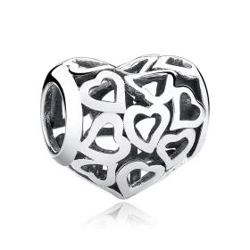 Pandora Style Silver Openwork Hearts Charm - SCC024