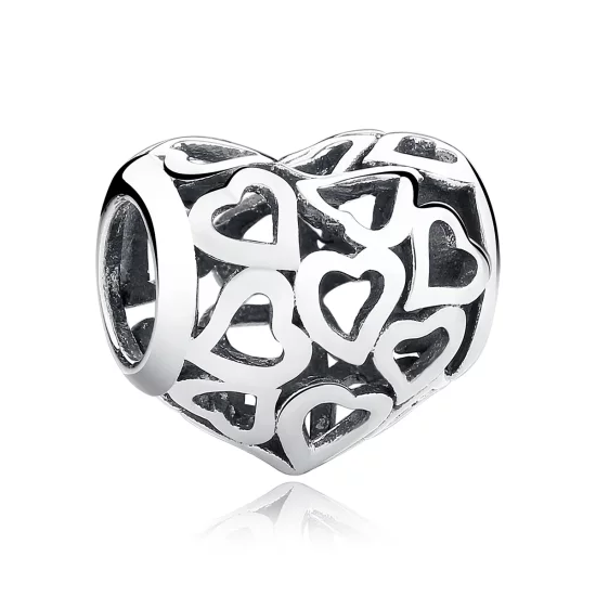 Pandora Style Silver Openwork Hearts Charm - SCC024