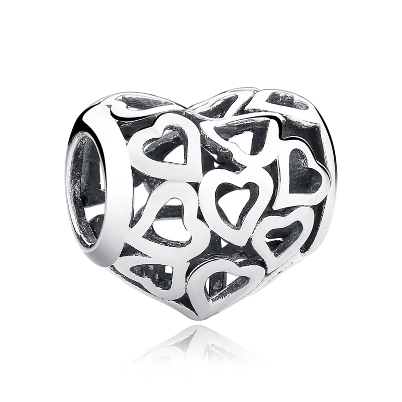 (image for) Pandora Style Silver Openwork Hearts Charm - SCC024 - Product Image