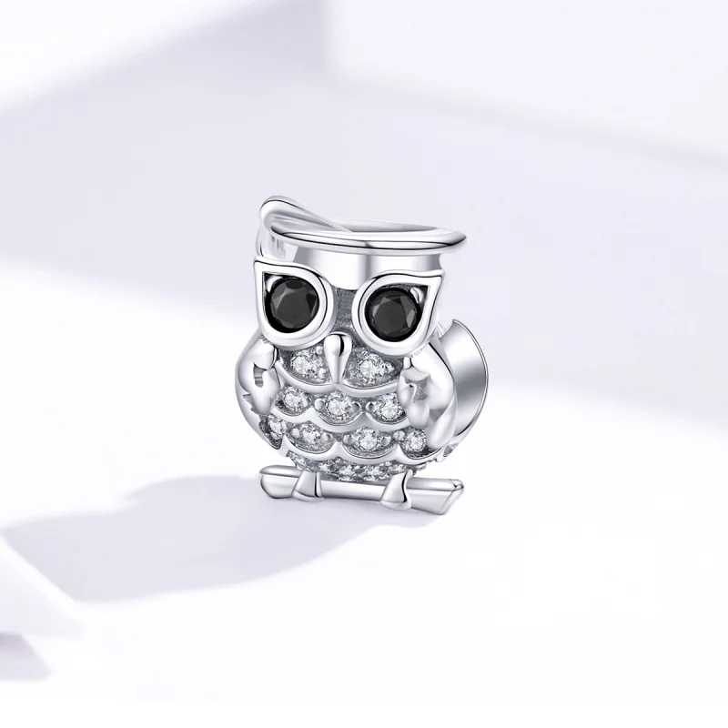 (image for) Pandora Style Silver Owl Charm - BSC124 - View 3