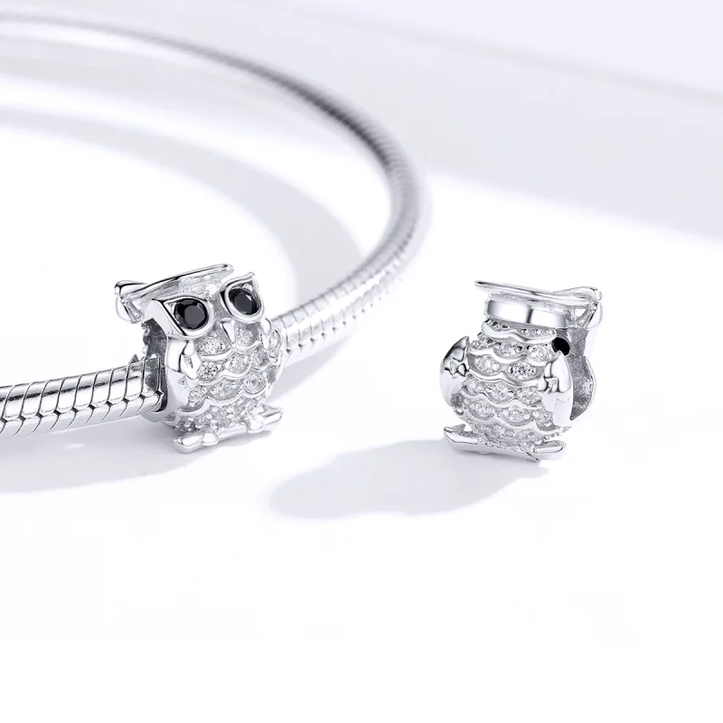 (image for) Pandora Style Silver Owl Charm - BSC124 - View 4