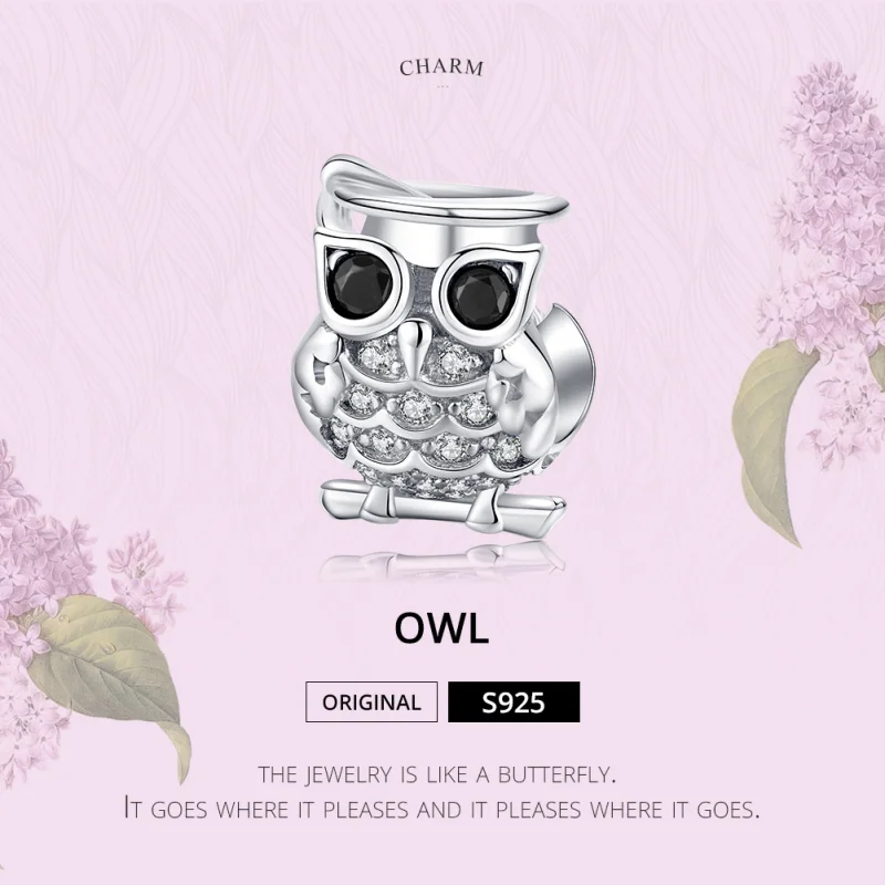 (image for) Pandora Style Silver Owl Charm - BSC124 - View 5