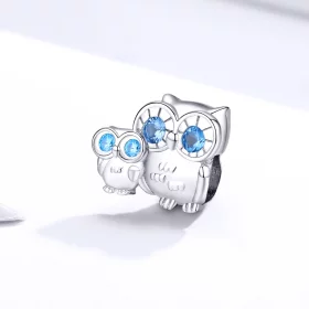 Pandora Style Silver Owl mother and child Charm - BSC238 Pandora Style Silver Owl mother and child Charm - BSC238