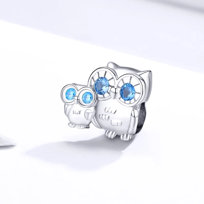 (image for) Pandora Style Silver Owl mother and child Charm - BSC238 - View 2