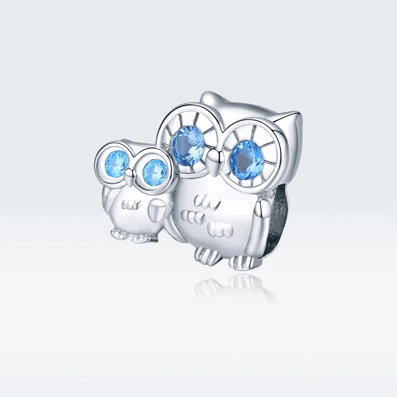 (image for) Pandora Style Silver Owl mother and child Charm - BSC238 - View 5