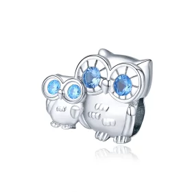 Pandora Style Silver Owl mother and child Charm - BSC238 Pandora Style Silver Owl mother and child Charm - BSC238