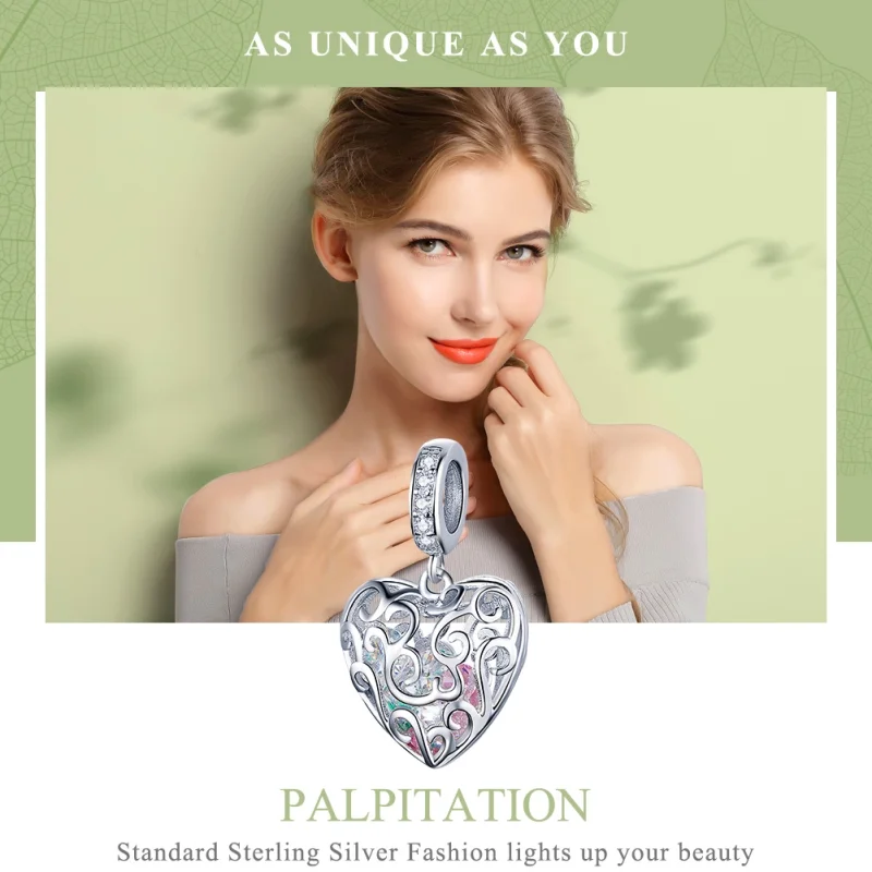 (image for) Pandora Style Silver Palpitation Dangle Charm - SCC1126 - View 3