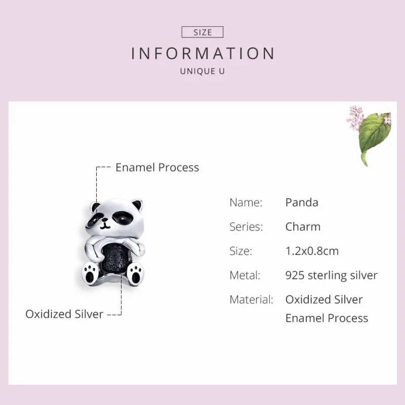 (image for) Pandora Style Silver Panda Charm - SCC1175 - View 3
