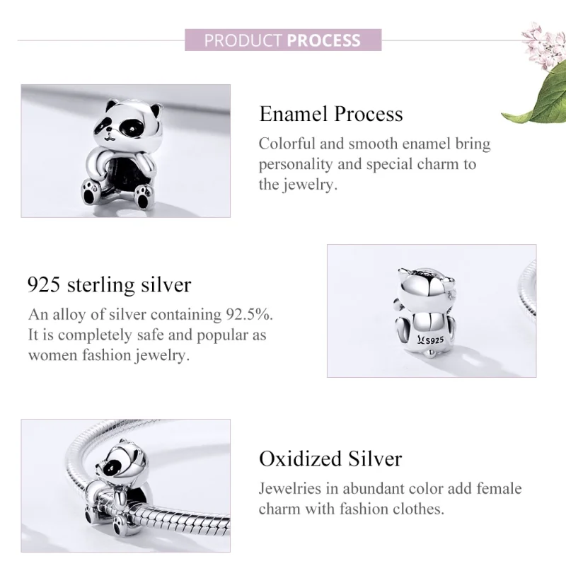 (image for) Pandora Style Silver Panda Charm - SCC1175 - View 4