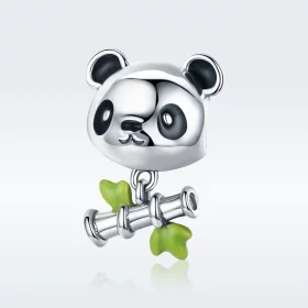 Pandora Style Silver Panda Loves to Eat Bamboo Charm - SCC325 Pandora Style Silver Panda Loves to Eat Bamboo Charm - SCC325