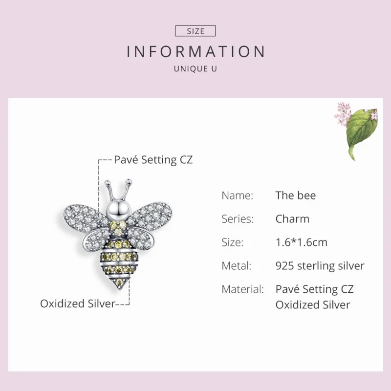 (image for) Pandora Style Silver Pavé Bee Charm - SCC1194 - View 3