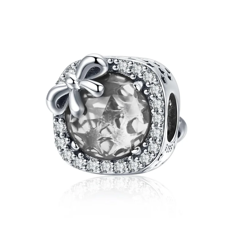 (image for) Pandora Style Silver Pavé Bow Charm - SCC1058-Wh - Product Image