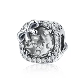 Pandora Style Silver Pavé Bow Charm - SCC1058-Wh