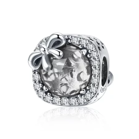 Pandora Style Silver Pavé Bow Charm - SCC1058-Wh
