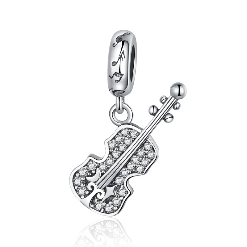 (image for) Pandora Style Silver Pavé Violin Dangle - SCC1078 - Product Image