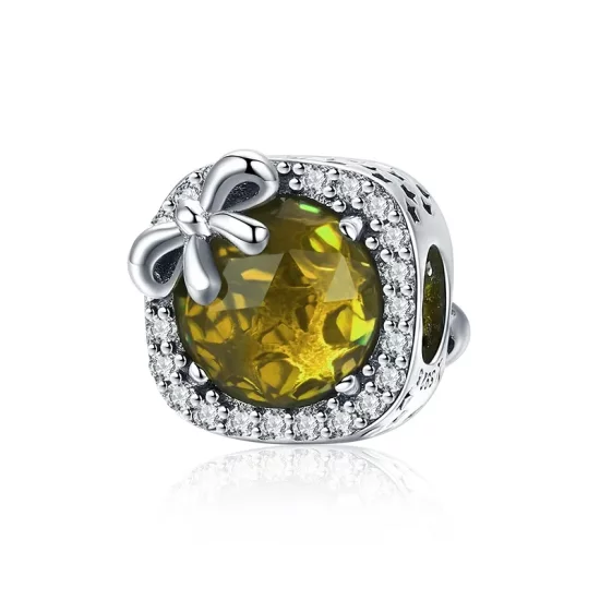 Pandora Style Silver Pavé Yellow Bow Charm - SCC1058-Ye